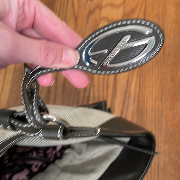 Francesco Biasia Beige Canvas Brown Leather Trim Shoulder Bag Tote Bag - Picture 9 of 14